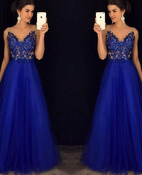 Dress Backless Beaded Ball Elegant Long Dress Blue Chiffon Dress Spot