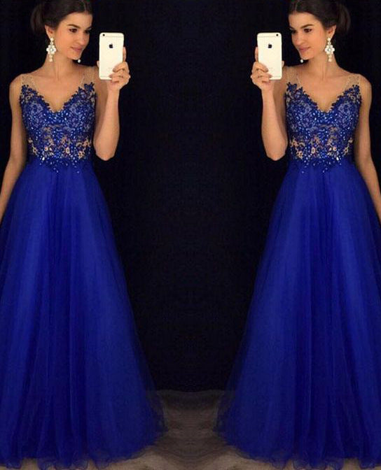 Dress Backless Beaded Ball Elegant Long Dress Blue Chiffon Dress Spot