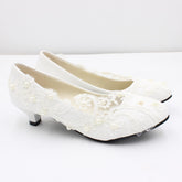 New Lace High Wedding Shoes With White Low Heels