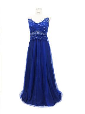 Dress Backless Beaded Ball Elegant Long Dress Blue Chiffon Dress Spot