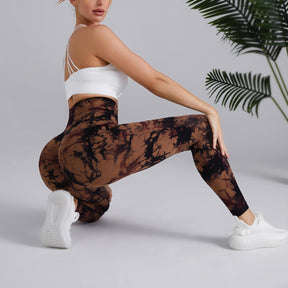 Tie-dye Printed Yoga Pants Fashion Seamless High-waisted Hip-lifting Trousers Sports Running Fitness Pants For Womens Clothing