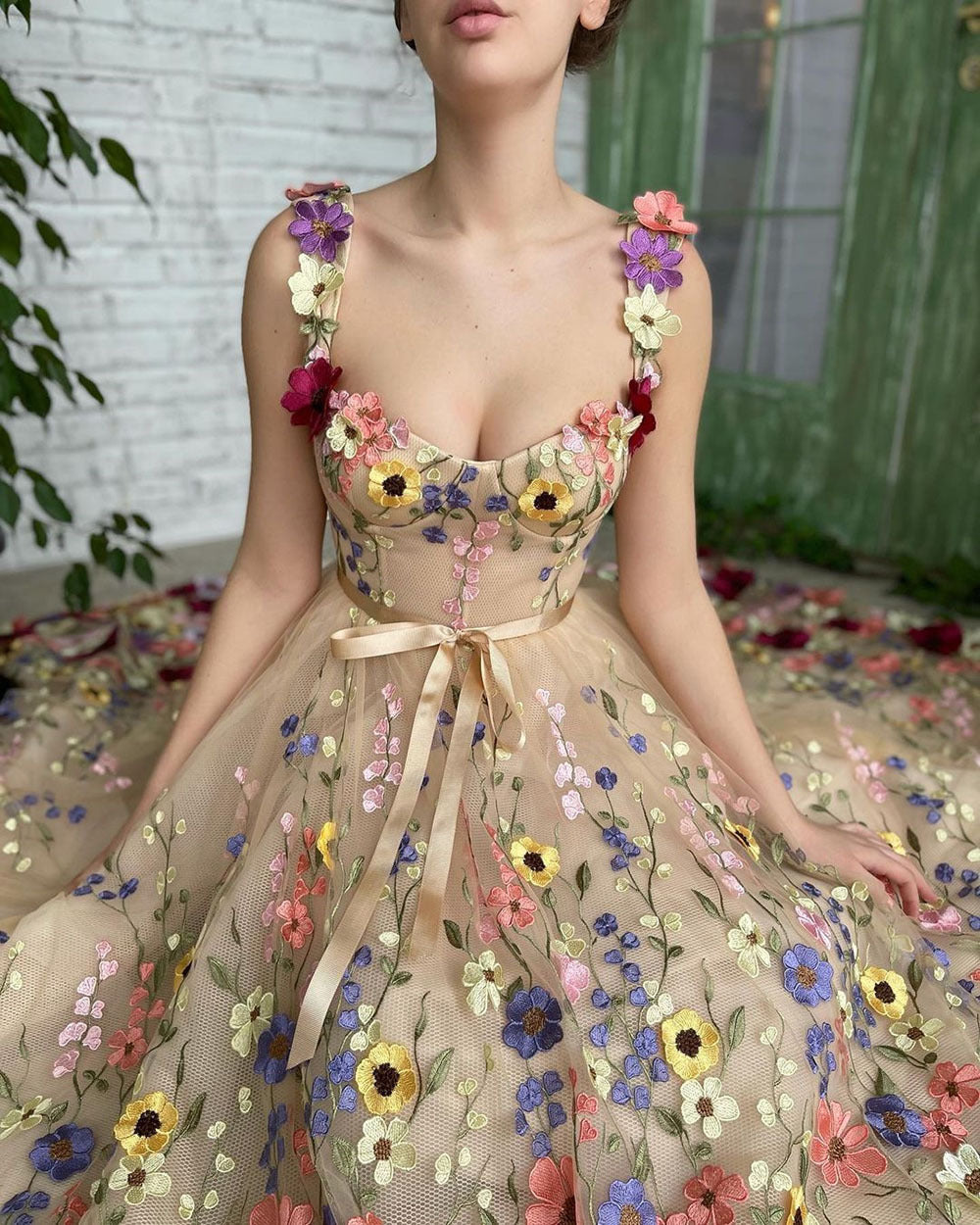 Sevintage Exquisite 3D Flowers Prom Dresses Sweetheart