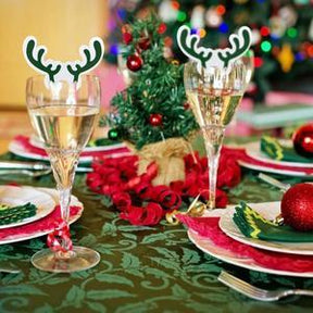 10 Pieces Of Christmas Wine Glasses Decorated With