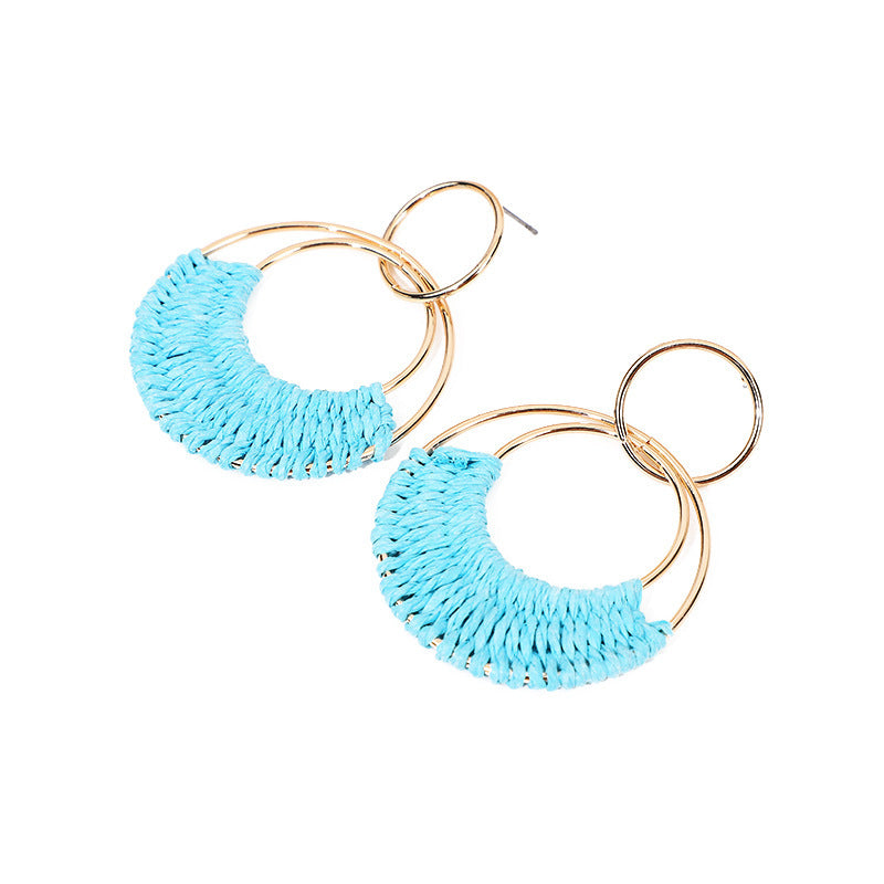 Women's Fashion Creative Hand Weaving Stud Earrings