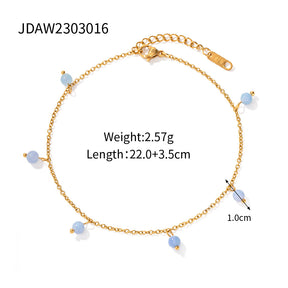 Beach Versatile Women's Simple Bohemian Color Bead Anklet Bohemian Style Foot Ornaments