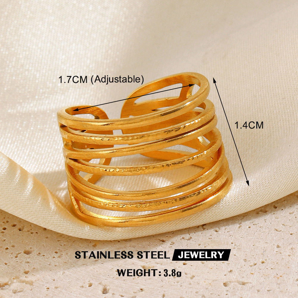 Stainless Steel Love Heart-shaped Ring Line Cross Titanium Steel Ring