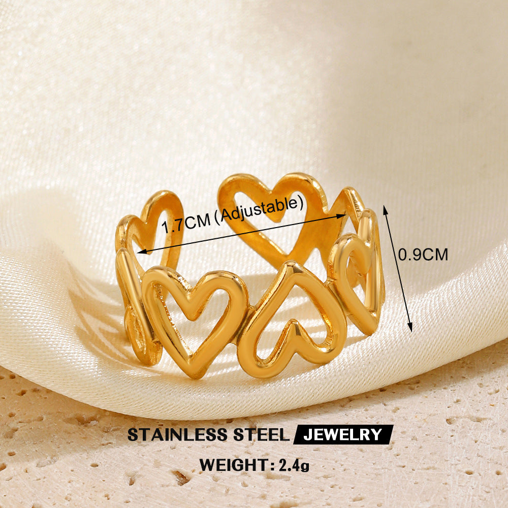 Stainless Steel Love Heart-shaped Ring Line Cross Titanium Steel Ring