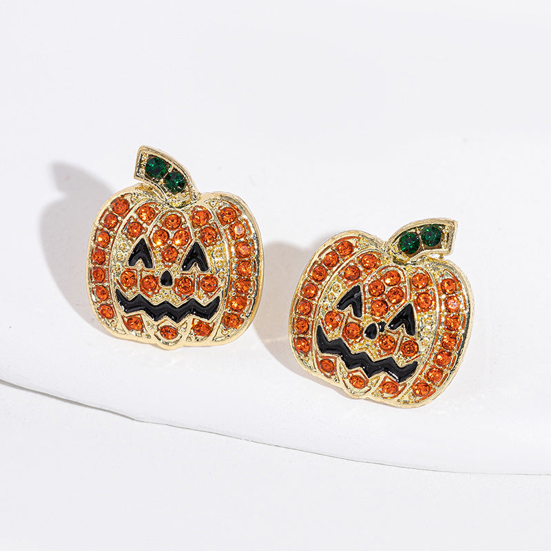 Halloween Oil Dripping Monster Diamond Stud Earrings For Women