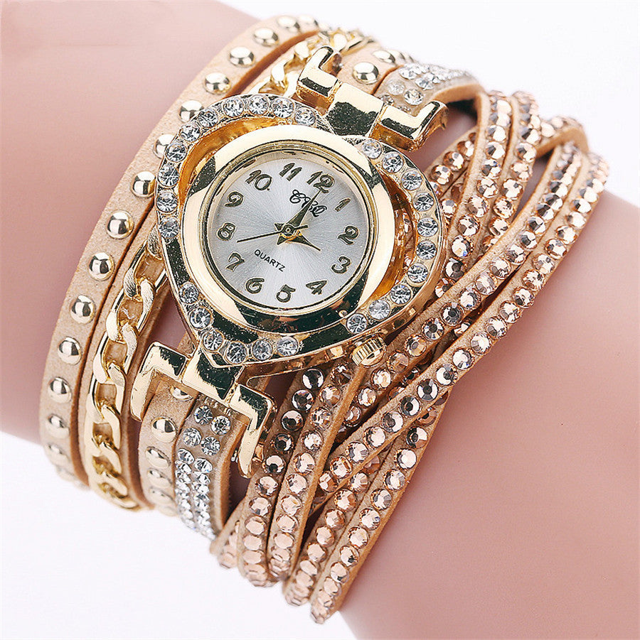 Ladies Round Diamond Love Dial Bracelet Watch