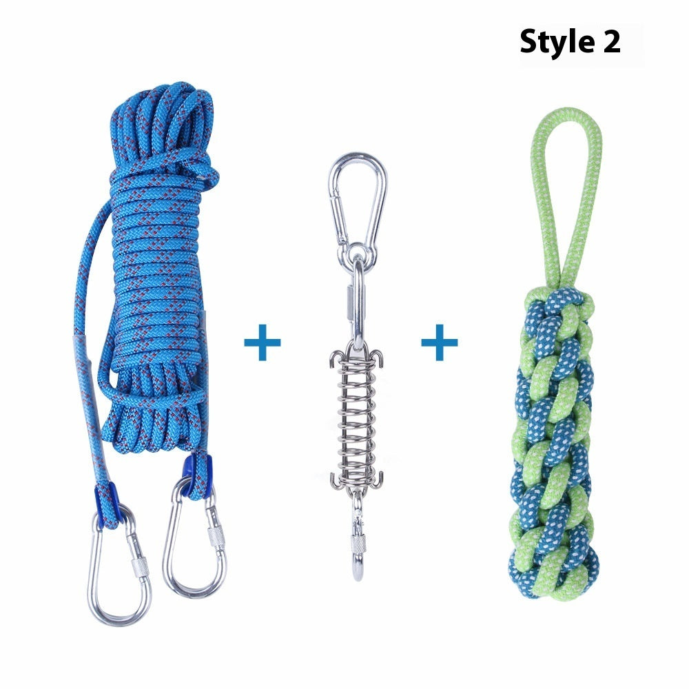 Outdoor Funny Dog Toy Stainless Steel Spring Suspension Cotton String Households Outdoor Toy Training