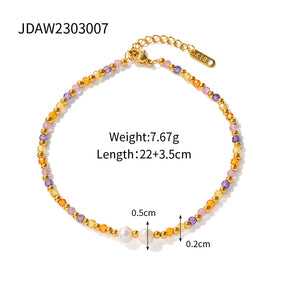 Beach Versatile Women's Simple Bohemian Color Bead Anklet Bohemian Style Foot Ornaments