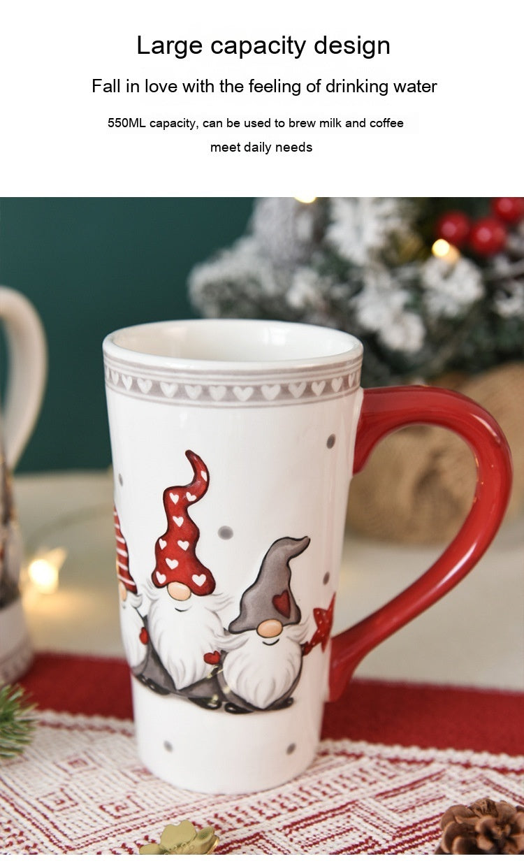 Christmas Large Capacity Ceramic Relief Cup