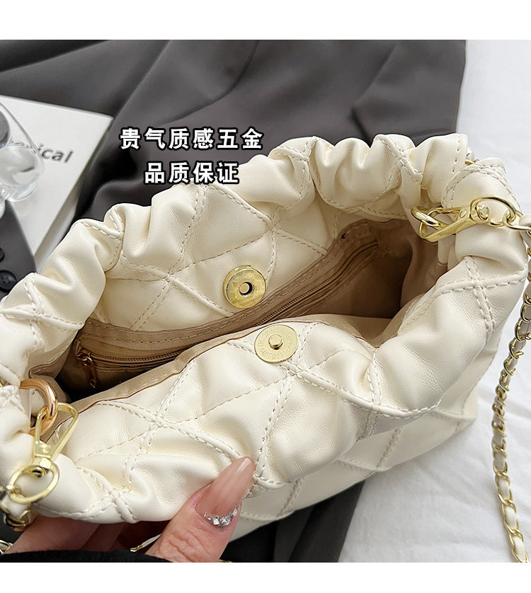 Women's Bag Popular Niche Texture Garbage Rhombus PU Hand