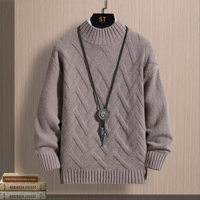 Autumn Middle-collar Long Sleeve Jacquard Pullover