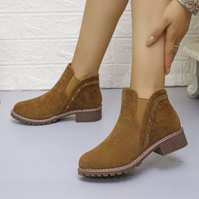 Short Retro Frosted Short Boots Women