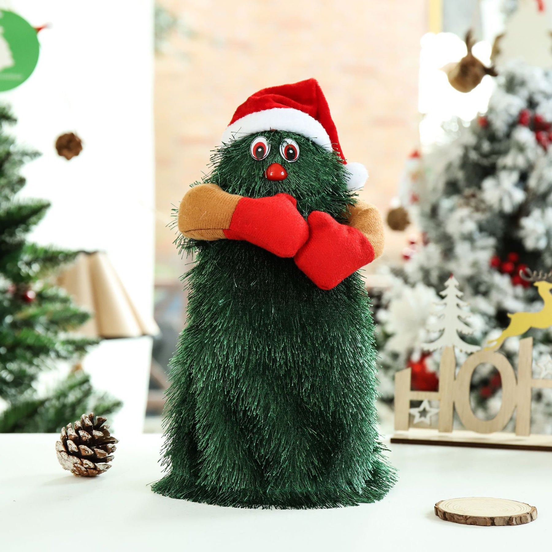 New Electric Toy Electric Plush Toy Doll Funny Cute Green Electronic Xmas Tree Musical Santa Claus Toy Christmas Decoration