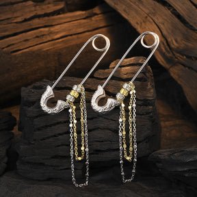 S925 Sterling Silver Tang Grass Pattern Pin Earrings