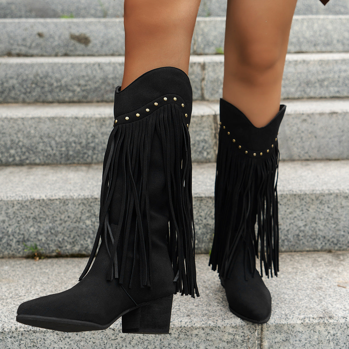 Pointed Toe Chunky Heel High Tube All-matching Women's Boots