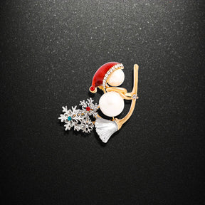 Christmas Brooch Deer Snowman Christmas Tree Corsage Alloy Diamond Drop Oil