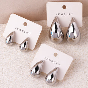 Copper Plating 18K Real Metal Drop-shaped Earrings For Women