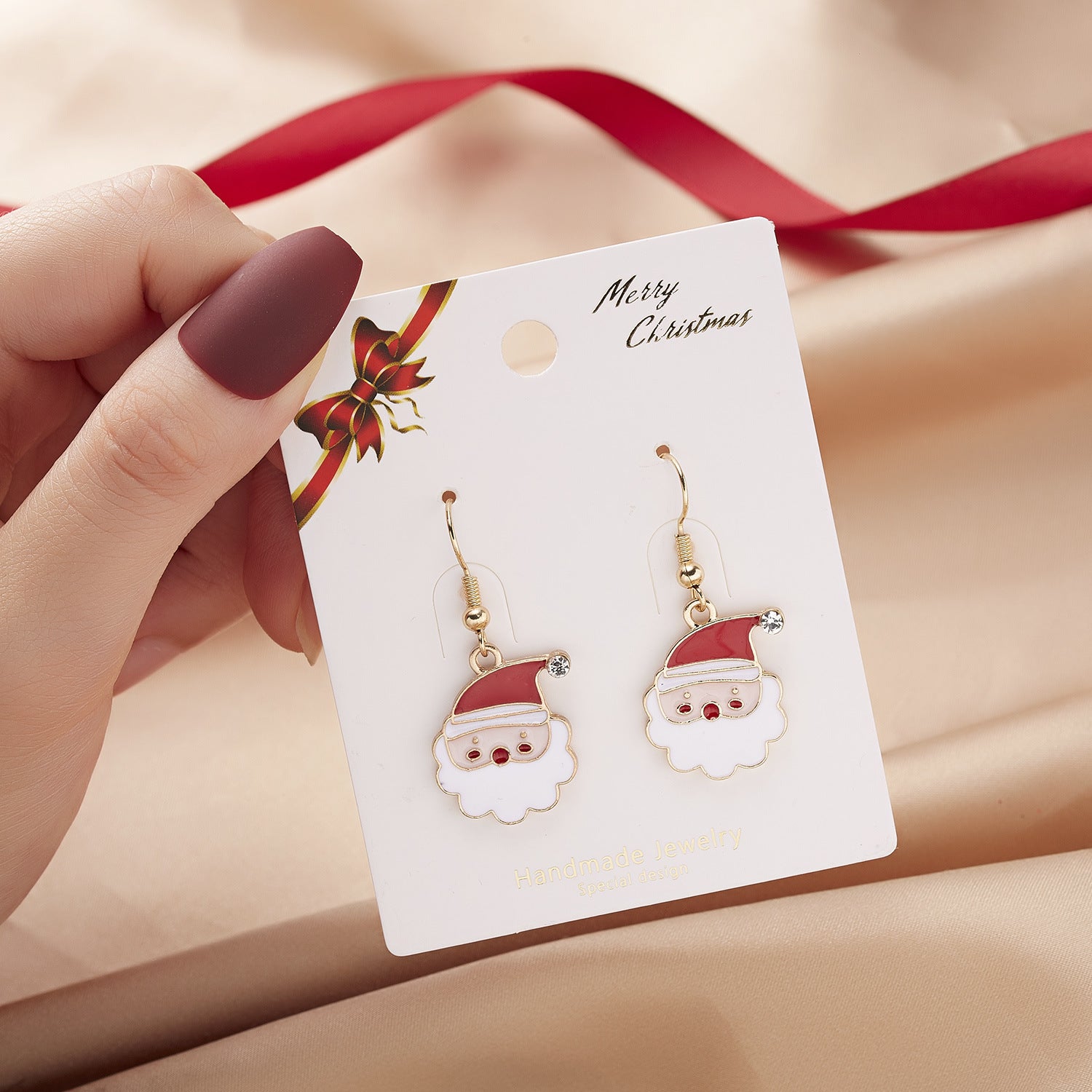 New Santa Earrings Christmas Tree Bell