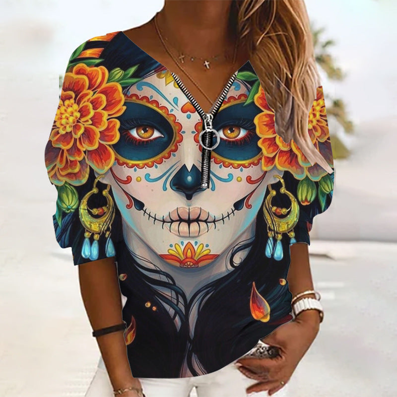 Women's Fashion Halloween Printed Sweater