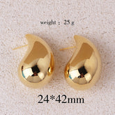 Copper Plating 18K Real Metal Drop-shaped Earrings For Women