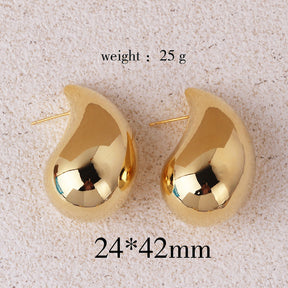 Copper Plating 18K Real Metal Drop-shaped Earrings For Women