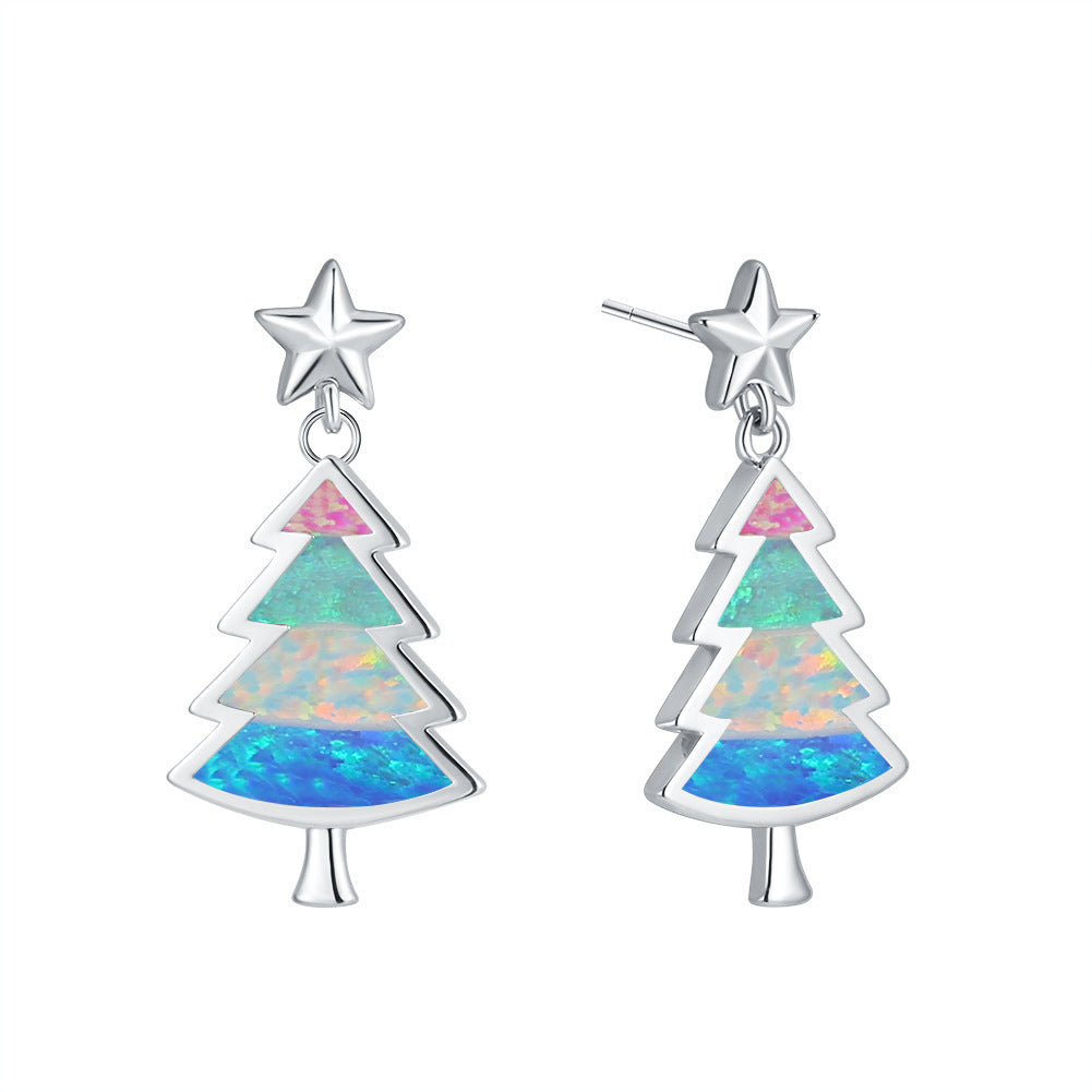 Christmas tree pentagram earrings