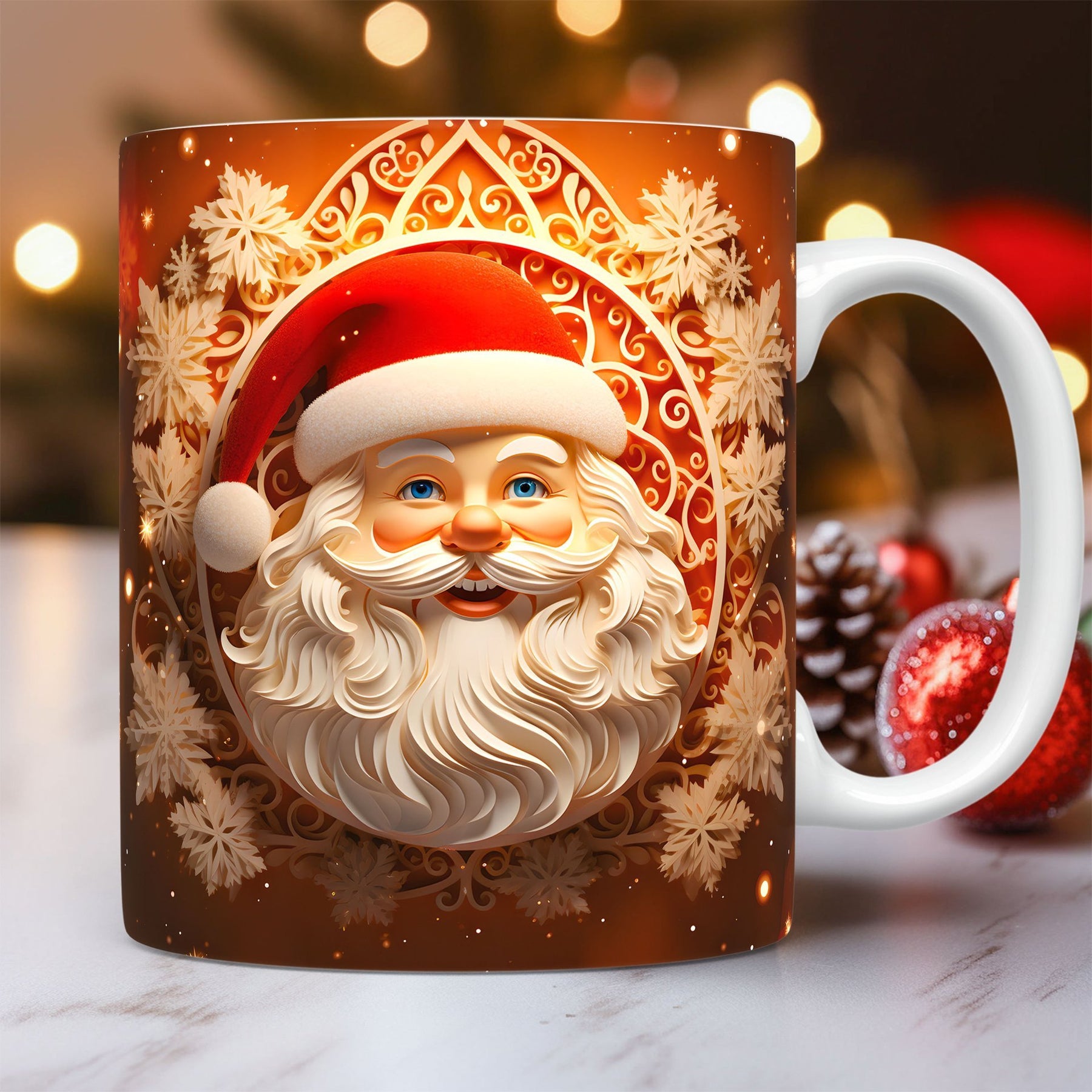 Christmas Theme Ceramic Mug 3D Santa Claus Coffee Cup