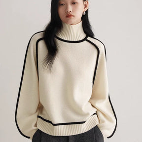 Autumn And Winter Half Turtleneck Three-dimensional Casual Loose Pullover Knitted Sweater Fashion Knit Top Outerwear