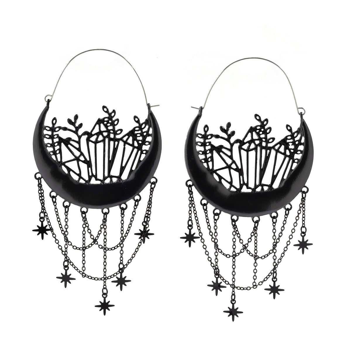 Halloween Flower Hollow Tassel Stud Earrings