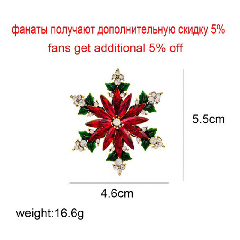 Glass Christmas Snowflake Brooch