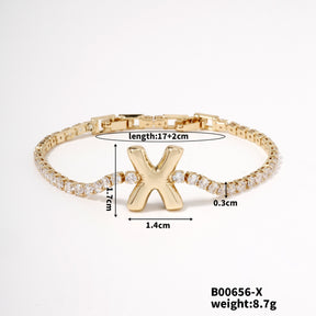 Buckle English Letter Bracelet Female Zircon