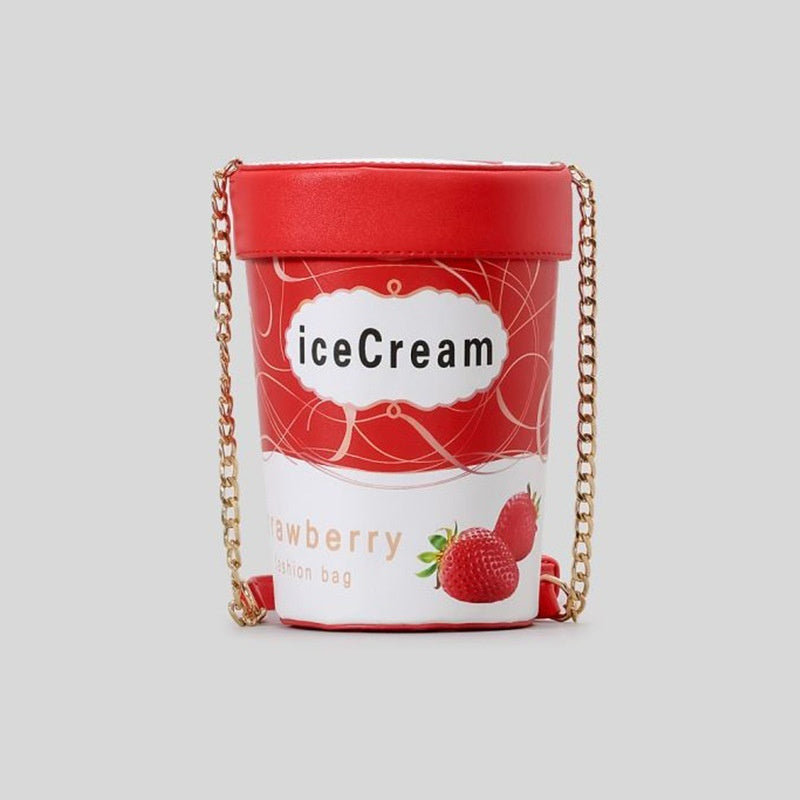 Letter Ice Cream Bucket Shoulder Messenger Bag For Women