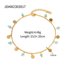 Beach Versatile Women's Simple Bohemian Color Bead Anklet Bohemian Style Foot Ornaments