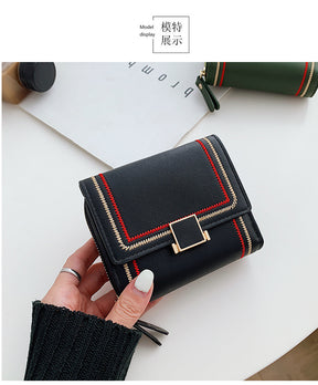 Women's Embroidery Thread Short Multi Card Slot Clutch