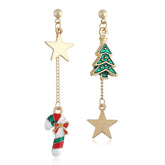 Creative Ladies Christmas Earrings Five-pointed Star Christmas Tree