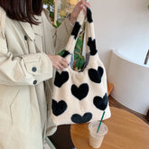 Love Heart Shoulder Bags Double Side Used Winter Underarm Bag Women