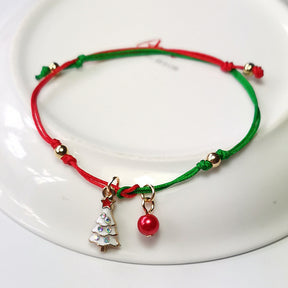 Santa Claus Snow Elk Christmas Tree Weaving Bracelet