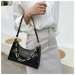 Fashion Stone Texture Shoulder Bag With Chain Women's Underarm Bag