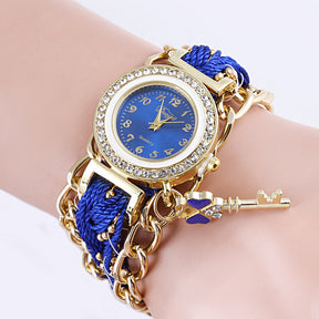 Watch Braided Rope Ladies PU Bracelet Watch Ladies Watch