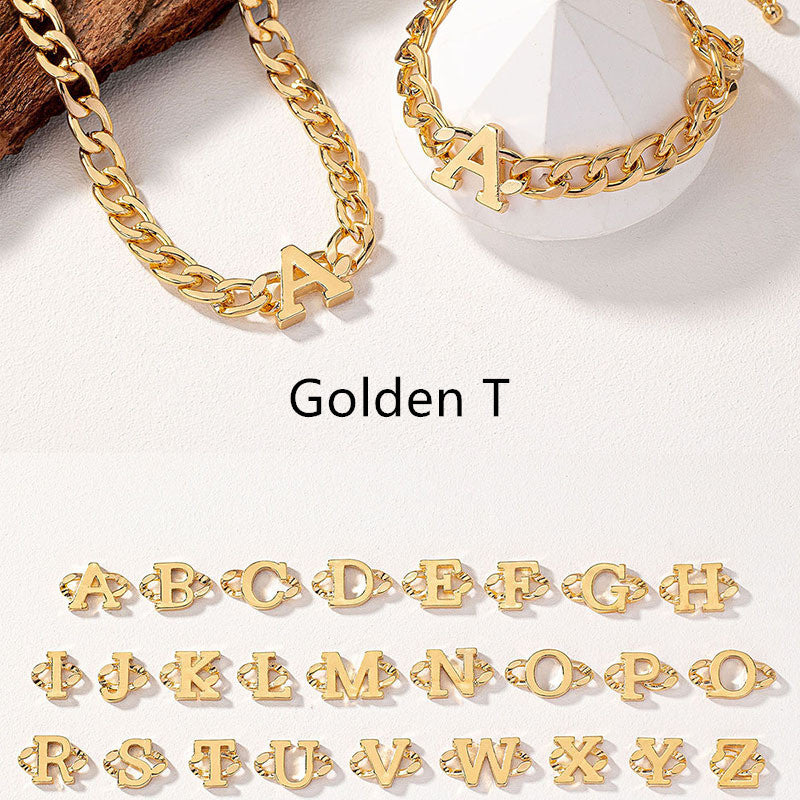 Letter Necklace Bracelet Set Fashion Women