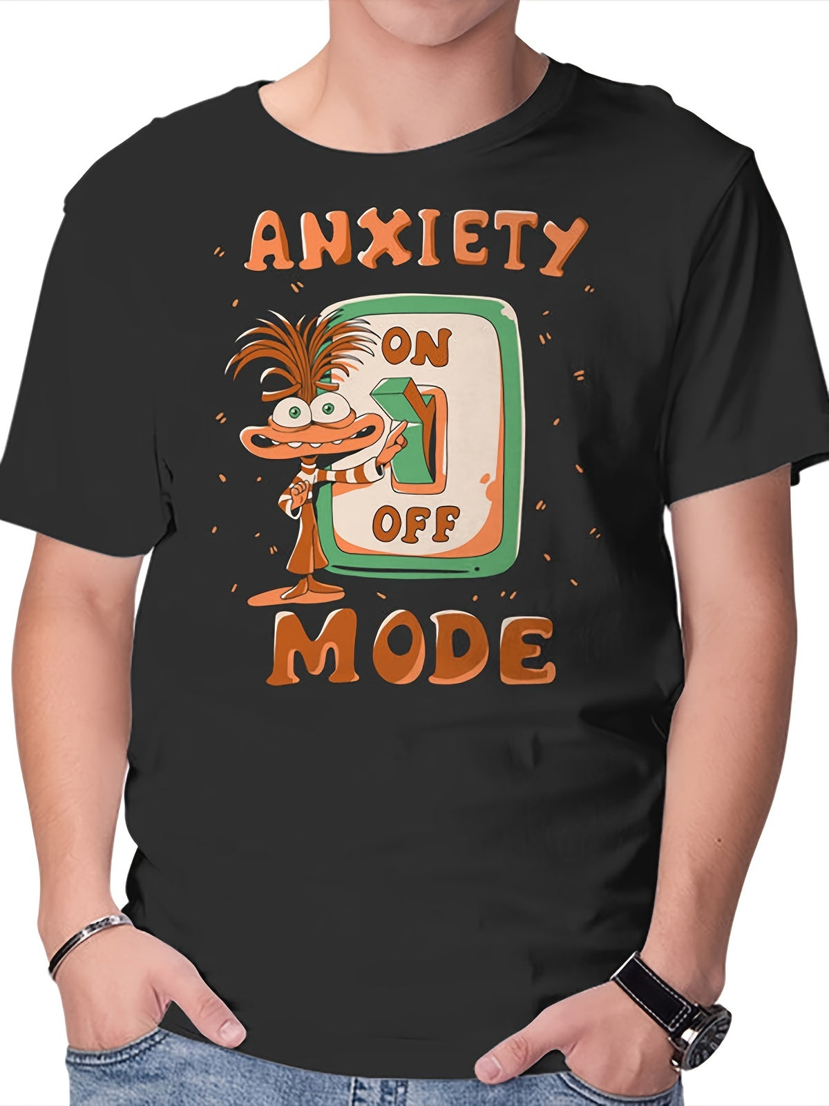 Anxiety Mode Men's Short Sleeve Fun Pattern T-shirt Series