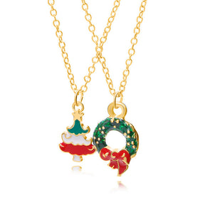 Alloy Dripping Christmas Tree Pendant Necklace