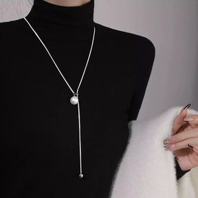 Ins Round Ball Ring Long Necklace Fashion Personality Temperament Sweater Chain Fall Winter Women's Jewelry