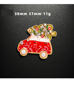 Snowman Tree Corsage Alloy Diamond Christmas Brooch