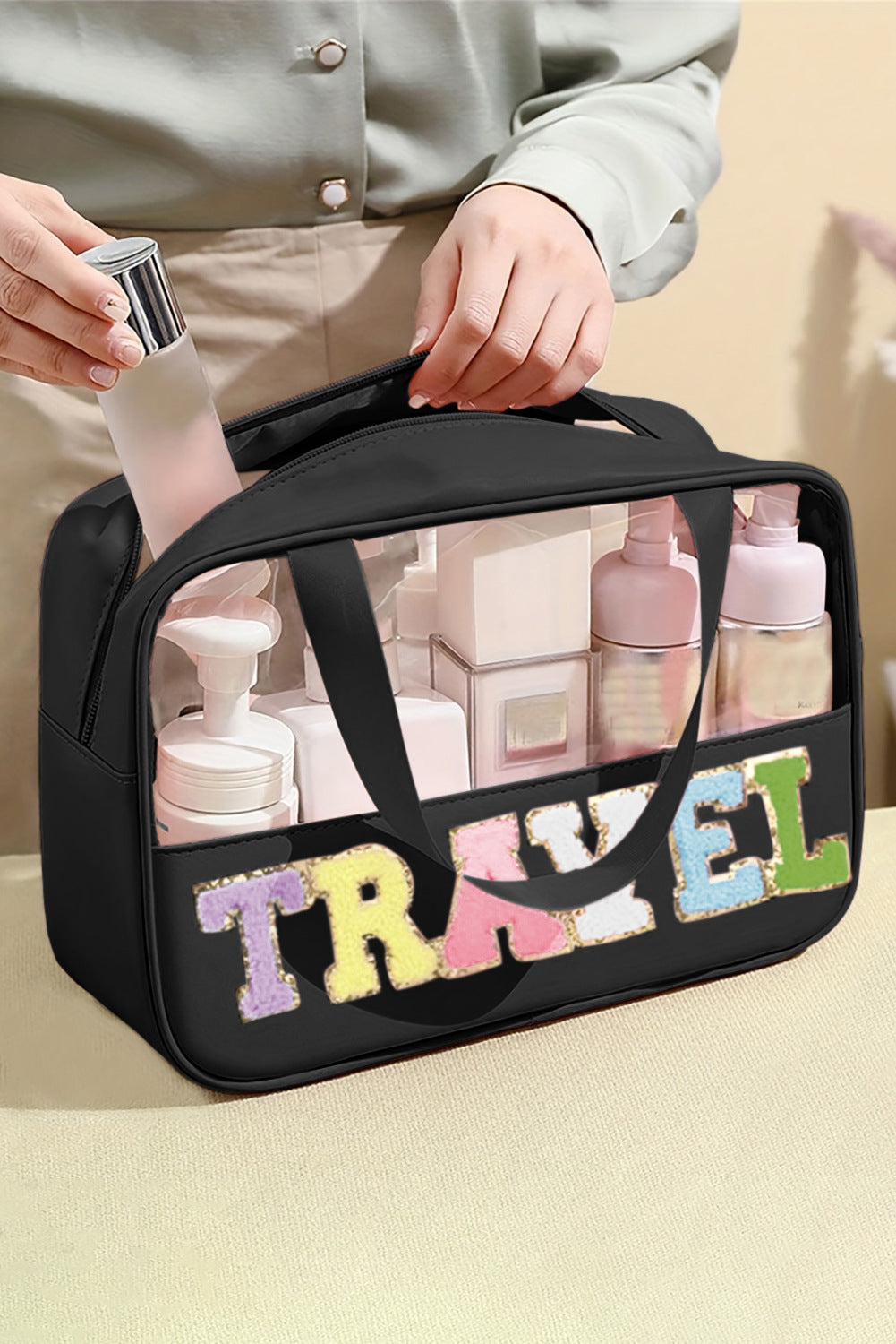 Large Capacity Portable Translucent Women's Cosmetic Bag