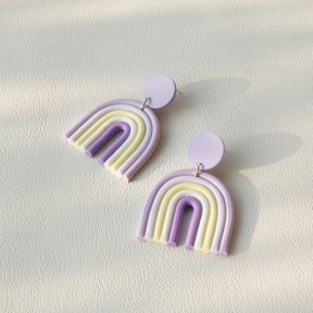 Ins Rainbow Polymer Clay Earrings Clay Hand Made Retro