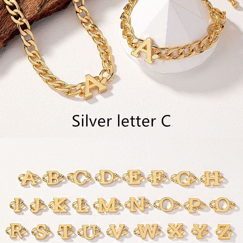 Letter Necklace Bracelet Set Fashion Women